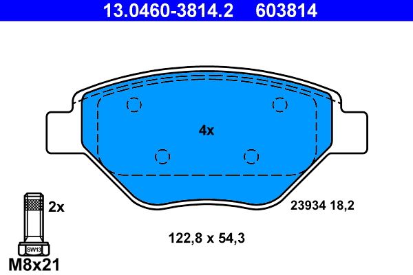 ATE 13.0460-3814.2 - Bremsbelagsatz, Scheibenbremse