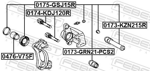 FEBEST 0174-KDJ120R - Führungsbolzen, Bremssattel