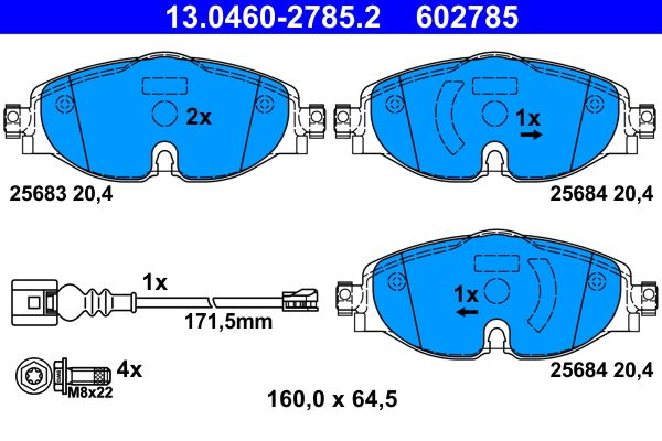 ATE 13.0460-2785.2 - Bremsbelagsatz, Scheibenbremse