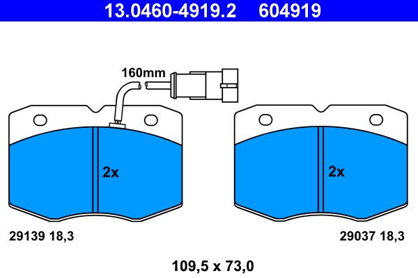 ATE 13.0460-4919.2 - Bremsbelagsatz, Scheibenbremse