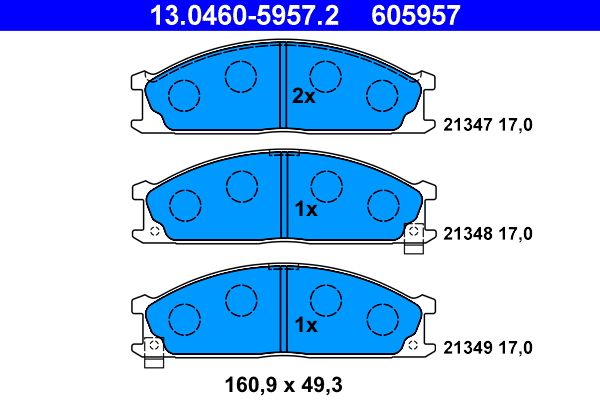 ATE 13.0460-5957.2 - Bremsbelagsatz, Scheibenbremse