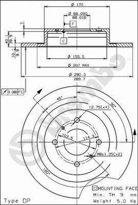 BREMBO 08.5295.20 - Bremsscheibe