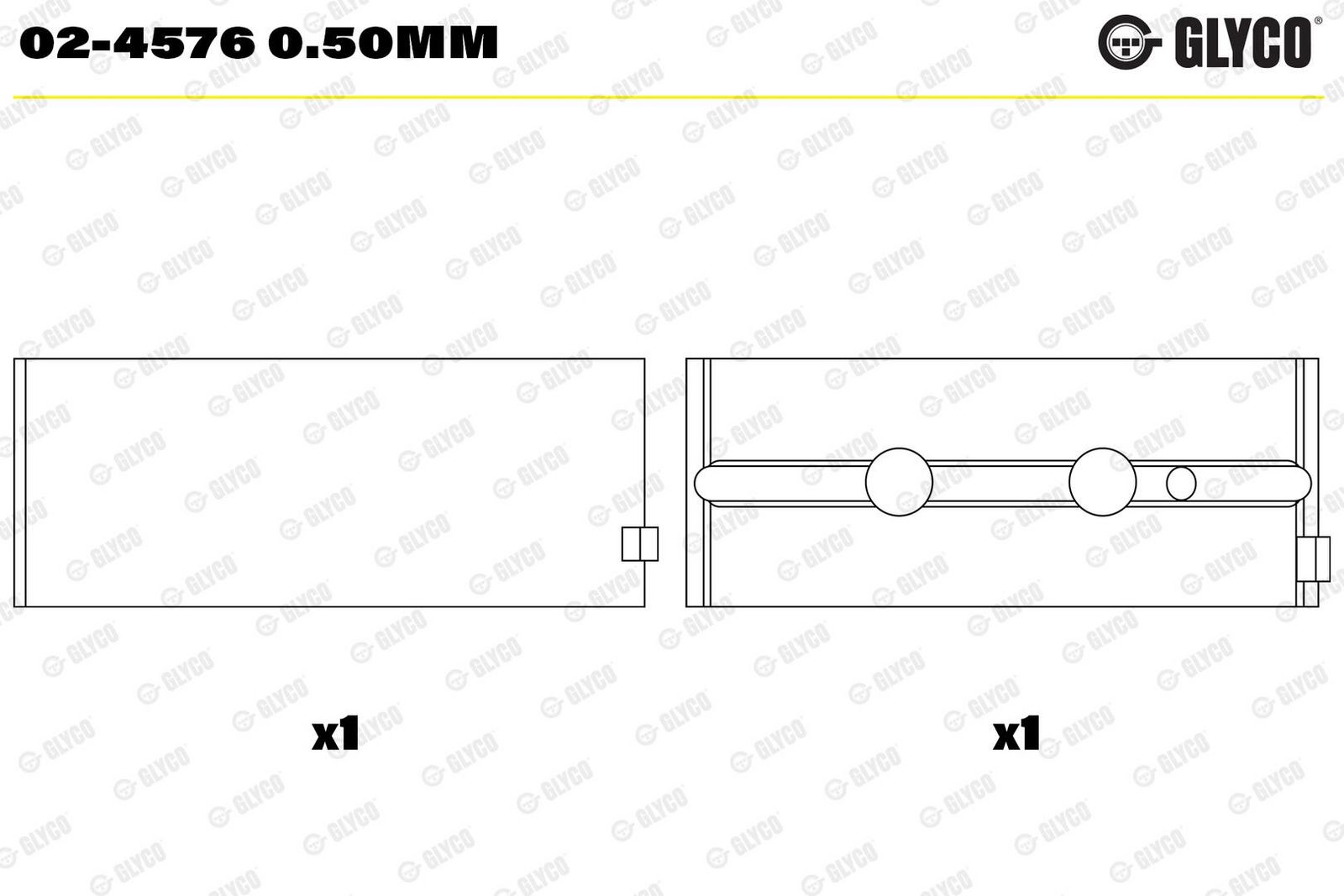 GLYCO 02-4576 0.50mm - Kurbelwellenlagerschale