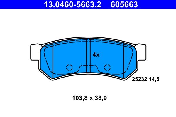 ATE 13.0460-5663.2 - Bremsbelagsatz, Scheibenbremse