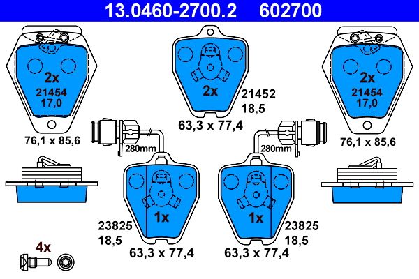 ATE 13.0460-2700.2 - Bremsbelagsatz, Scheibenbremse