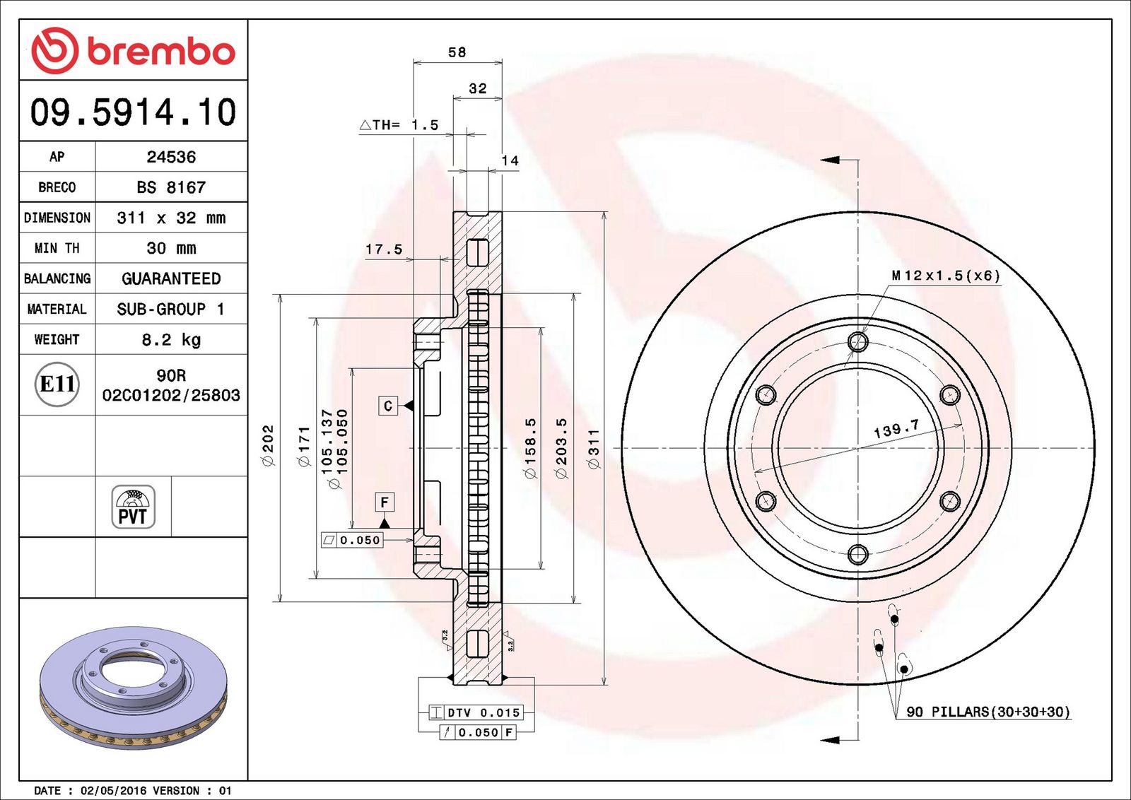 BREMBO 09.5914.10 - Bremsscheibe