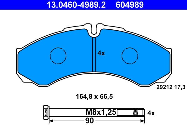 ATE 13.0460-4989.2 - Bremsbelagsatz, Scheibenbremse