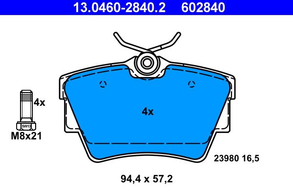 ATE 13.0460-2840.2 - Bremsbelagsatz, Scheibenbremse