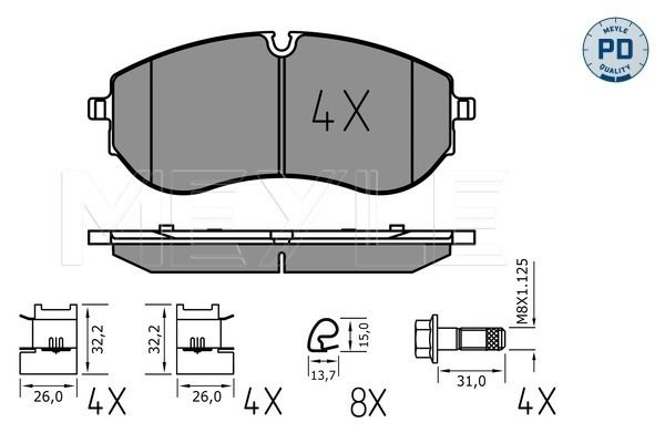 MEYLE 025 224 9320/PD - Bremsbelagsatz, Scheibenbremse