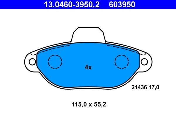 ATE 13.0460-3950.2 - Bremsbelagsatz, Scheibenbremse