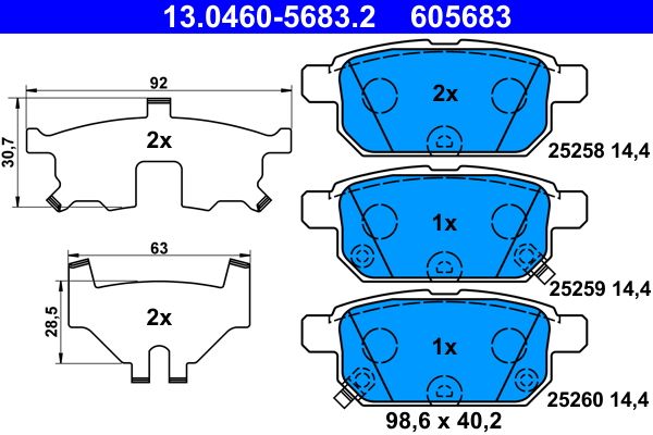 ATE 13.0460-5683.2 - Bremsbelagsatz, Scheibenbremse