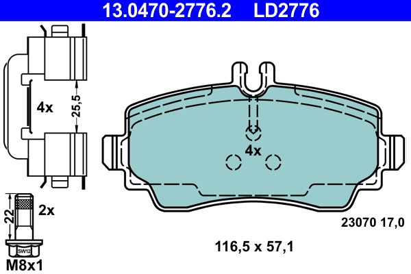 ATE 13.0470-2776.2 - Bremsbelagsatz, Scheibenbremse