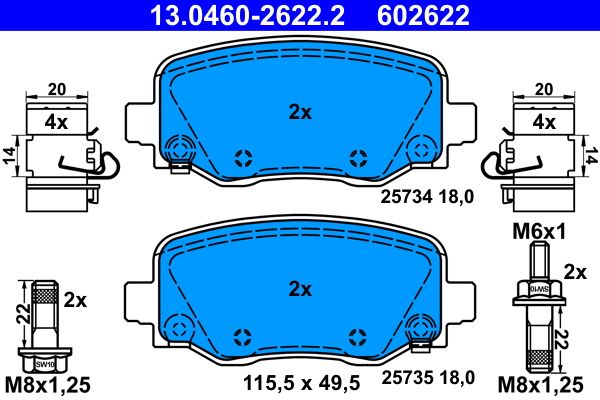 ATE 13.0460-2622.2 - Bremsbelagsatz, Scheibenbremse