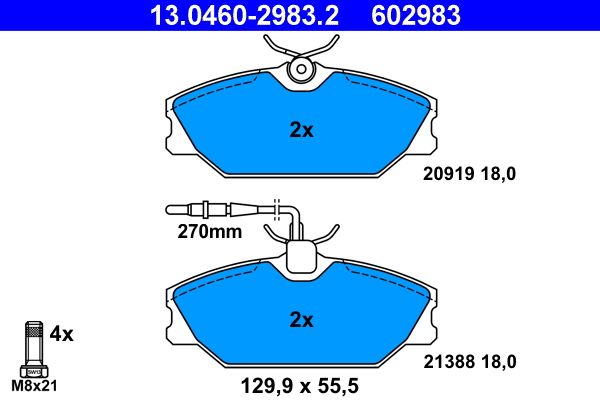 ATE 13.0460-2983.2 - Bremsbelagsatz, Scheibenbremse