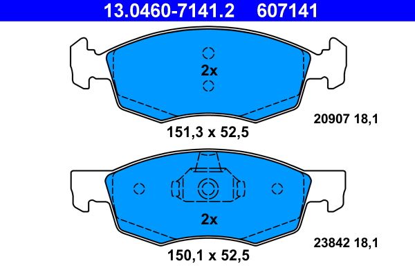 ATE 13.0460-7141.2 - Bremsbelagsatz, Scheibenbremse