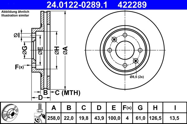 ATE 24.0122-0289.1 - Bremsscheibe
