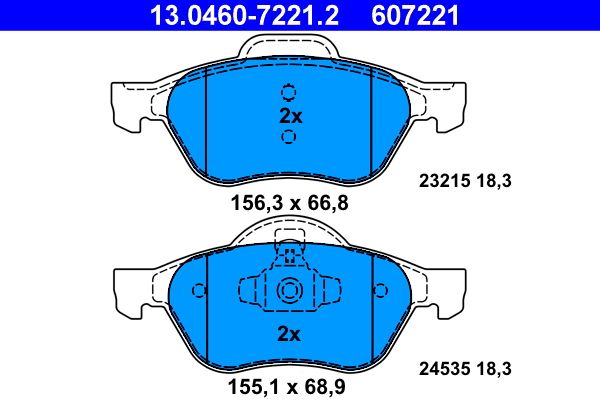 ATE 13.0460-7221.2 - Bremsbelagsatz, Scheibenbremse