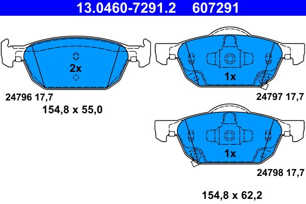 ATE 13.0460-7291.2 - Bremsbelagsatz, Scheibenbremse
