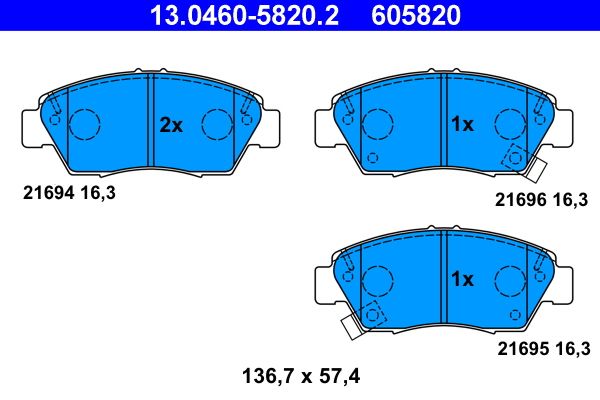 ATE 13.0460-5820.2 - Bremsbelagsatz, Scheibenbremse