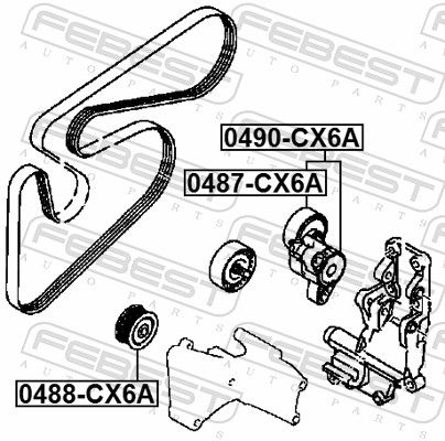 FEBEST 0487-CX6A - Spannrolle, Keilrippenriemen