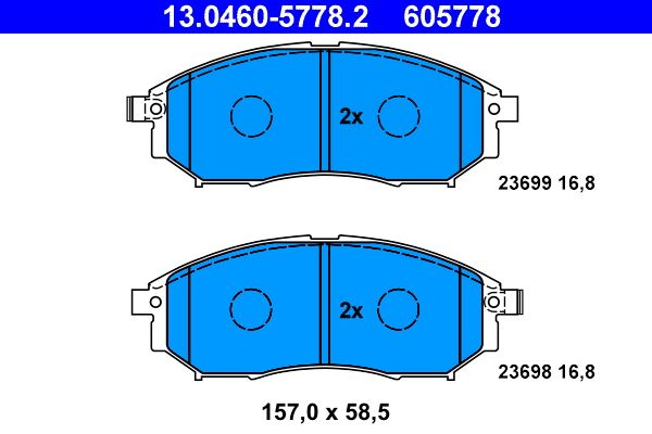 ATE 13.0460-5778.2 - Bremsbelagsatz, Scheibenbremse
