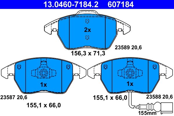 ATE 13.0460-7184.2 - Bremsbelagsatz, Scheibenbremse