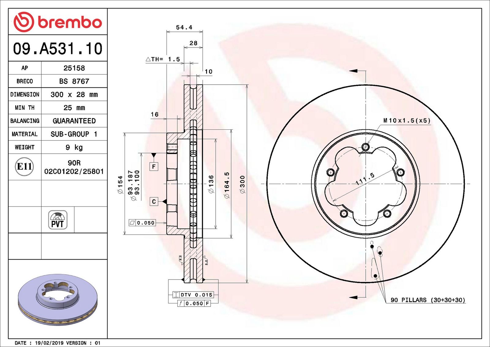 BREMBO 09.A531.10 - Bremsscheibe
