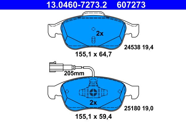 ATE 13.0460-7273.2 - Bremsbelagsatz, Scheibenbremse