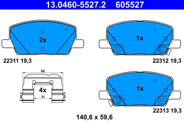ATE 13.0460-5527.2 - Bremsbelagsatz, Scheibenbremse