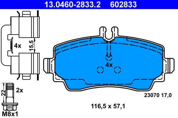 ATE 13.0460-2833.2 - Bremsbelagsatz, Scheibenbremse