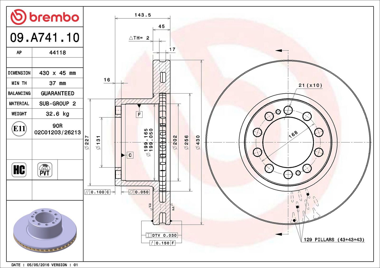 BREMBO 09.A741.10 - Bremsscheibe