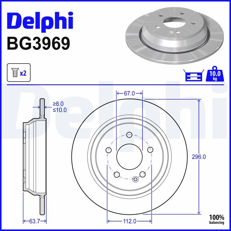 DELPHI BG3969 - Bremsscheibe
