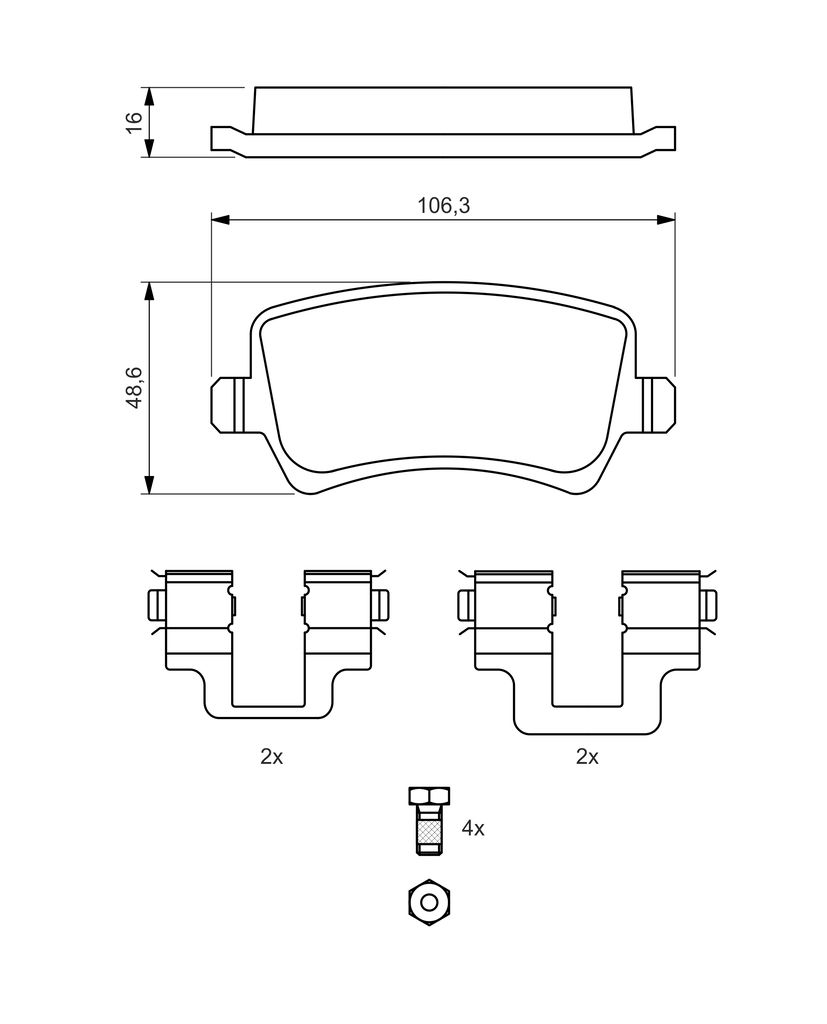 BOSCH 0 986 494 175 - Bremsbelagsatz, Scheibenbremse