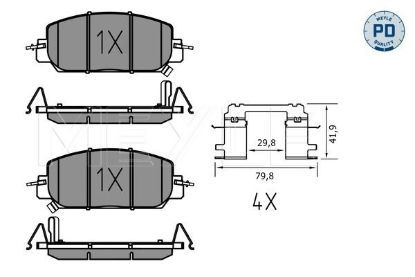 MEYLE 025 227 9717/PD - Bremsbelagsatz, Scheibenbremse