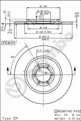 BREMBO 08.1987.10 - Bremsscheibe