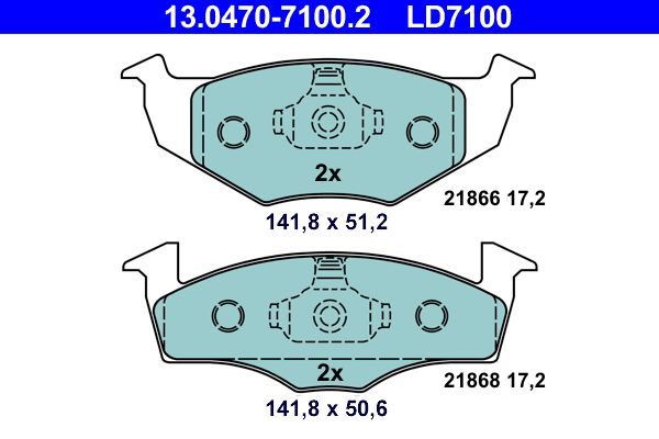 ATE 13.0470-7100.2 - Bremsbelagsatz, Scheibenbremse