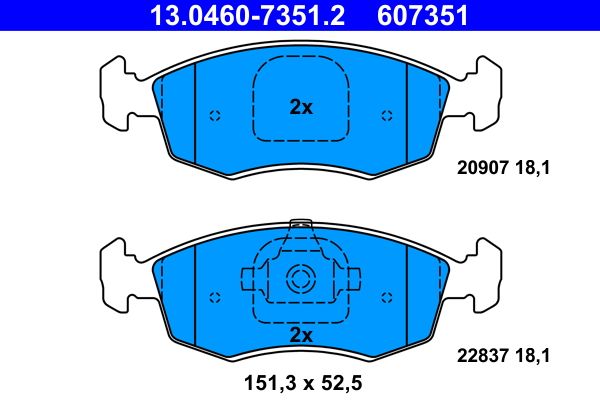 ATE 13.0460-7351.2 - Bremsbelagsatz, Scheibenbremse