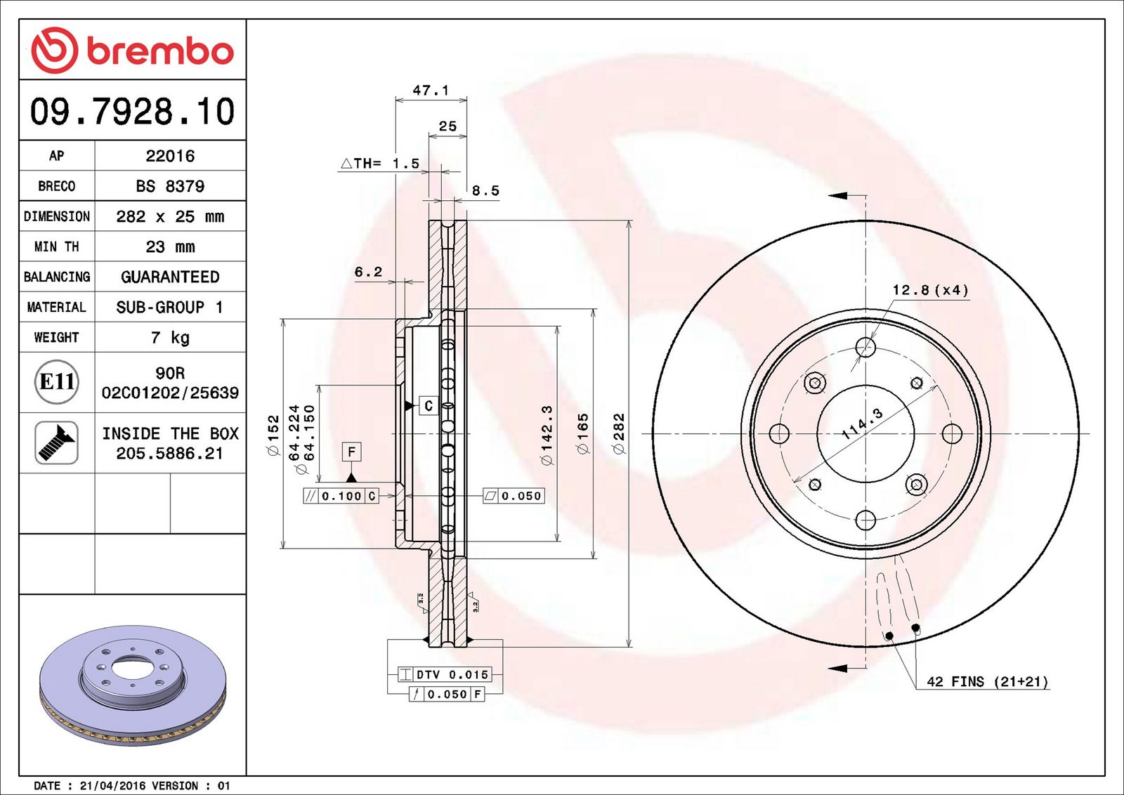 BREMBO 09.7928.10 - Bremsscheibe