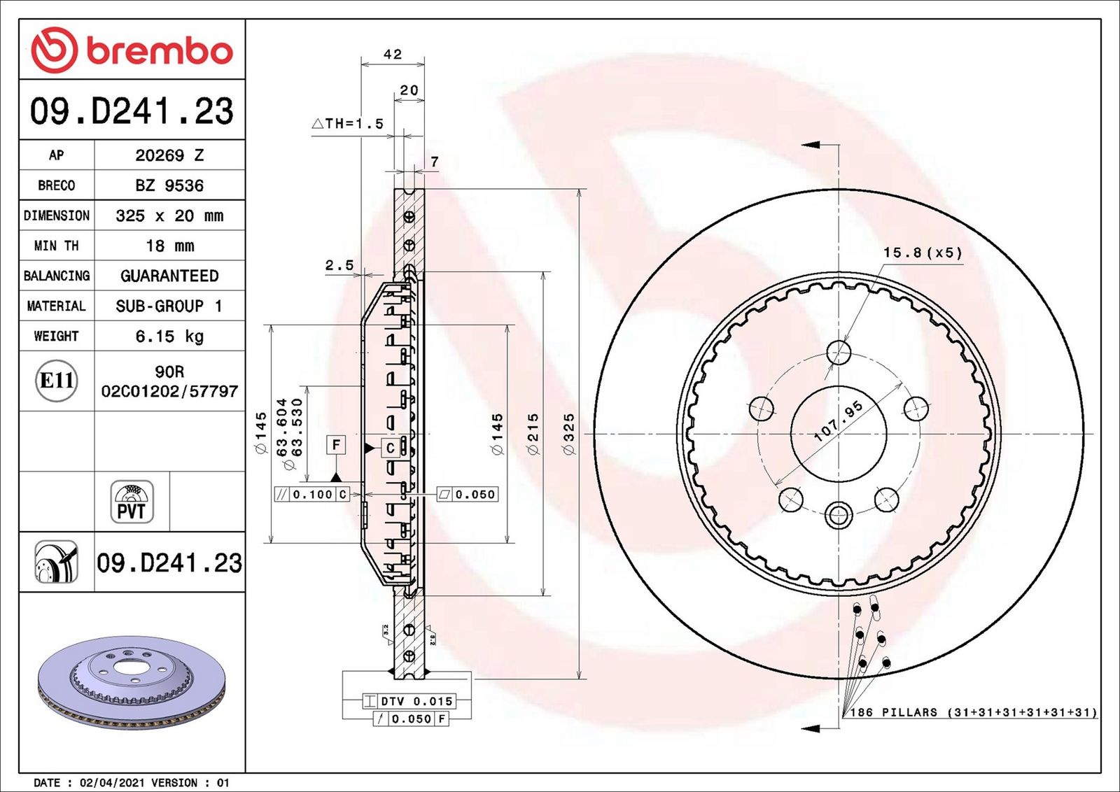 BREMBO 09.D241.23 - Bremsscheibe
