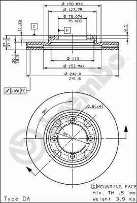 BREMBO 09.5654.10 - Bremsscheibe