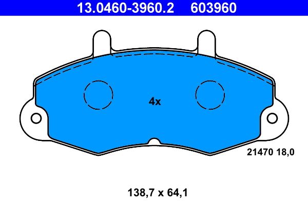 ATE 13.0460-3960.2 - Bremsbelagsatz, Scheibenbremse