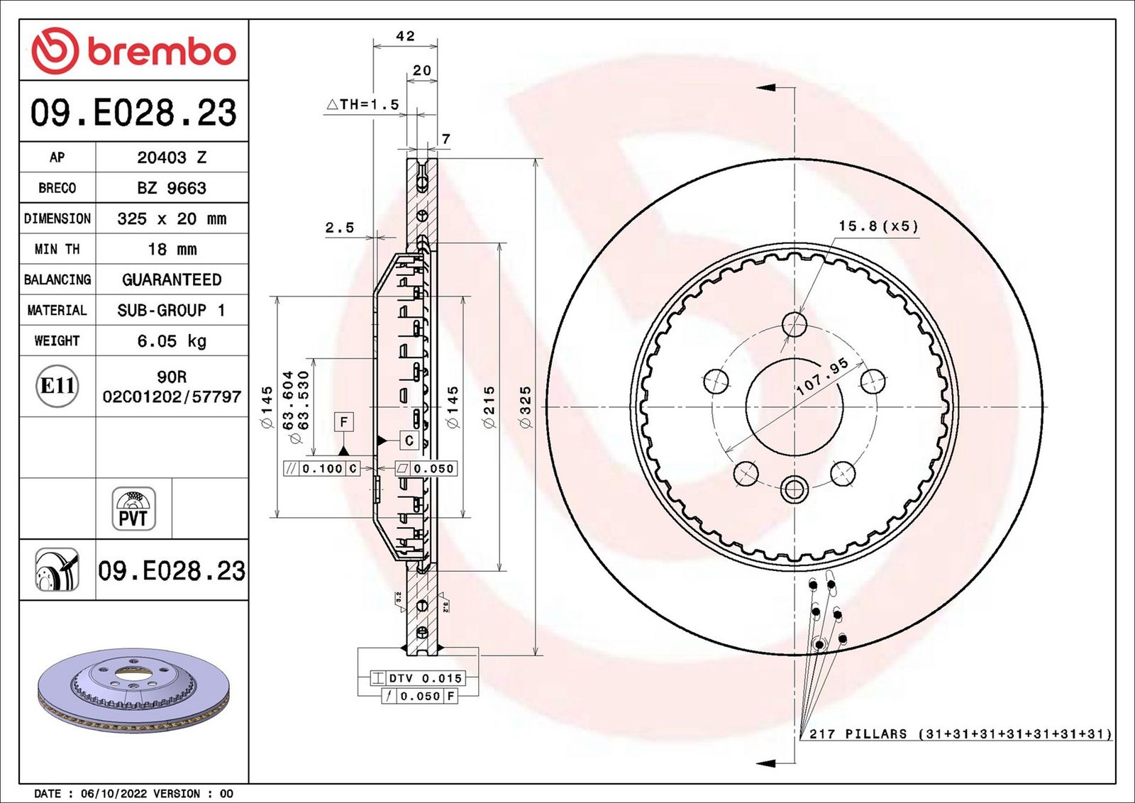 BREMBO 09.E028.23 - Bremsscheibe