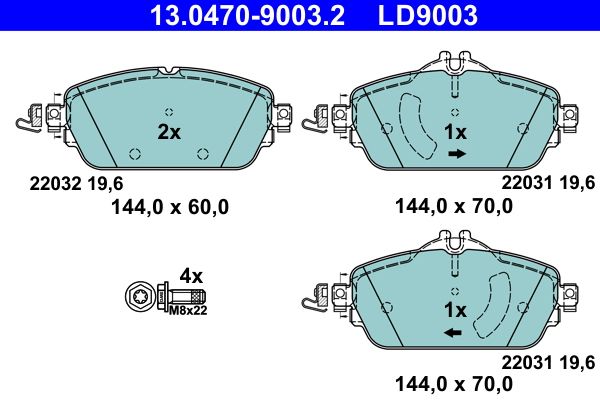 ATE 13.0470-9003.2 - Bremsbelagsatz, Scheibenbremse