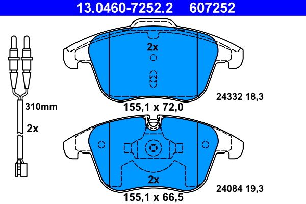 ATE 13.0460-7252.2 - Bremsbelagsatz, Scheibenbremse