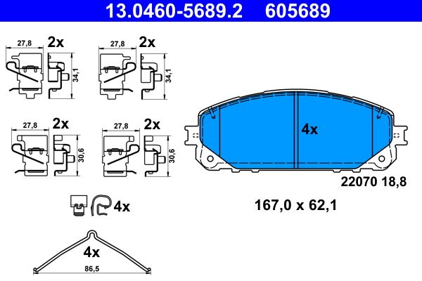 ATE 13.0460-5689.2 - Bremsbelagsatz, Scheibenbremse