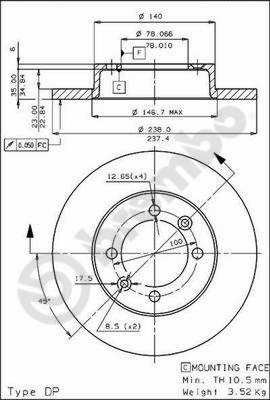 BREMBO 08.4480.10 - Bremsscheibe