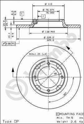 BREMBO 08.4414.10 - Bremsscheibe