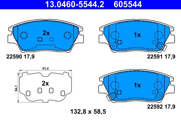 ATE 13.0460-5544.2 - Bremsbelagsatz, Scheibenbremse