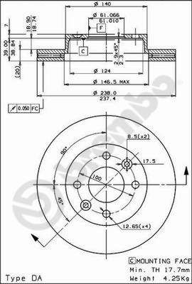 BREMBO 09.4925.10 - Bremsscheibe