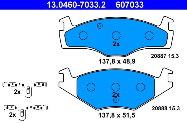 ATE 13.0460-7033.2 - Bremsbelagsatz, Scheibenbremse